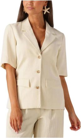 Moss Copenhagen Jassen, Dames, Beige, L, Elegante beige blazer voor vrouwen