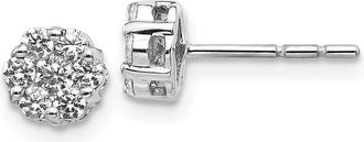 Diamond2Deal 14K White Gold 1/2 ct Lab Grown Diamond Cluster Push Back Stud Earrings VS Clarity, G-H Color