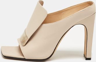 Sergio Rossi Beige Leather Mules