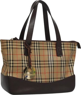 Burberry Nova Check Handbag Nova Check Canvas Beige Canvas Bag (Pre-Owned)