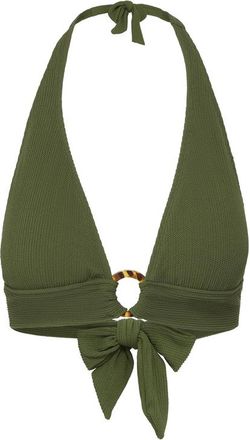 Change of Scenery Erin Ring Halter Bikini Top in Olive Texture at Nordstrom, Size X-Small