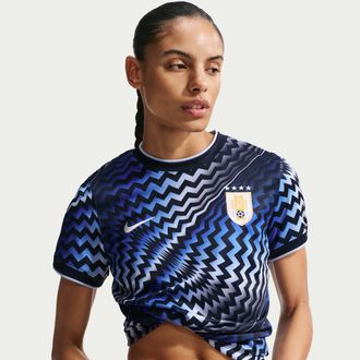 Nike Uruguay Nike Womens Dri-FIT Soccer Pre-Match Short-Sleeve Top in Blue | IO4705-451