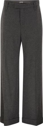 Brunello Cucinelli Wijde broek - Dames - Wijde Broeken - Grijs - M - Broeken