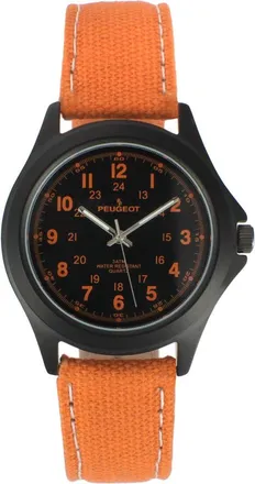 Peugeot Millitary Dial PVD Plated Canvas Strap Watch- 40MM in Orange at Nordstrom
