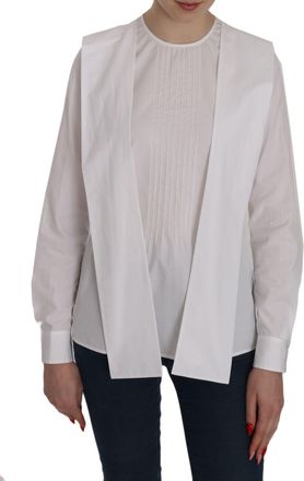 Dsquared2 White Crew Neck Long Sleeve Cotton Womens Blouse