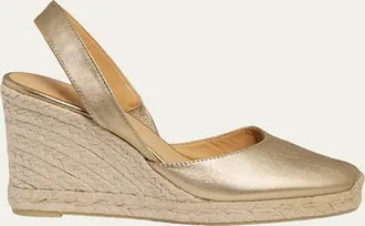 Castaner Carissa Metallic Leather Wedge Espadrilles