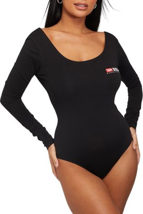 Diesel UFTK-BODY-LS-UW Womens Bodysuits Stretchable Cotton One Piece Bodysuit - Black - Size Large