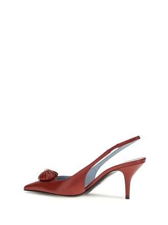 Valentino Garavani Womens Slingback Pumps Coeur Royal Russet Red Leather Calf Sandal