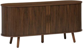 Sweeek Sweeek - 120cm scandi-style tv unit with grooved wooden effect and 2 sliding doors, Legacy, Walnut, 120x40x57 cm