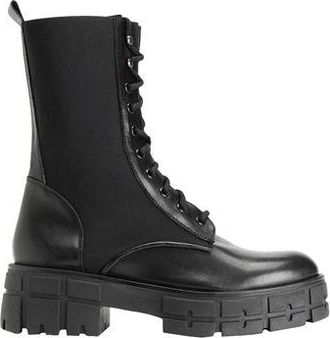 8 by YOOX LEATHER-NYLON COMBAT ANKLE BOOTS