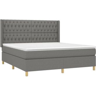 vidaXL Vidaxl - Cama Box Spring Con Colch&oacute;n Tela Gris Oscuro 180x200 Cm