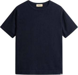 Woolrich Gebreid T-shirt - Heren - T-shirts - Blauw - M - Katoen - Tops