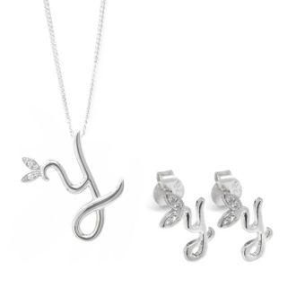 Say It With Winged Initial Earring Gift Set - Silver - Y | Size: 18 inches