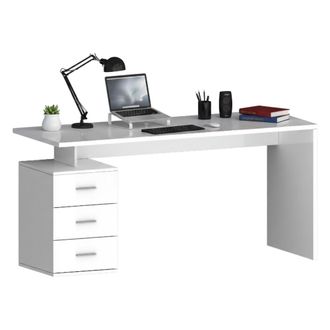 Dmora Escritorio Siro, Escritorio Lineal, Escritorio De Oficina Multiusos, Escritorio Multiposici&oacute;n Que Ahorra Espacio, 160x60h75 Cm, Blanco, Con Embalaje R