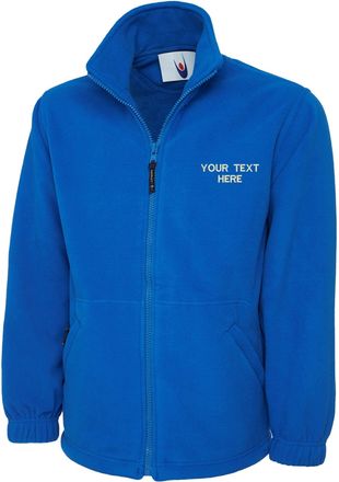 Generic Personalised Embroidered UC604 Your Text Here Micro Fleece Jacket Adult Unisex Top(XXL, Royal)