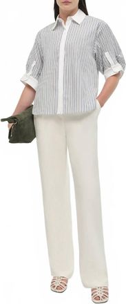 SIMKHAI Gemma Three Quarter Sleeve Shirt In Gray Strp