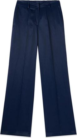 Oltre Wijde linnenmix broek - Dames - Wijde Broeken - Blauw - 2XL - Linnen - Broeken