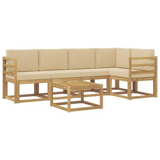 vidaXL Conjunto De Sof&aacute;s De Exterior Con Coj&iacute;n 6 Pcs Y Beige Vidaxl