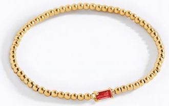 Mint & Lily Gold Beaded Birthstone Bracelet in January Garnet at Nordstrom, Size 6.5