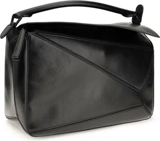 Loewe Mens Handbag Puzzle Calfskin Black Calf Leather Shoulder Bags