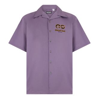 Diesel Short Sleeve Shirts, male, Purple, Size: L Short Sleeve Shirt