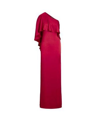 Ralph Lauren SATIN ONE-SHOULDER CAPE GOWN