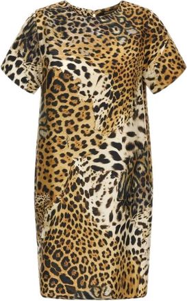 Roberto Cavalli Jaguar Print Jurk Lichtbruin Vrouw - Dames - Korte kleedjes - Bruin - S - Kleedjes