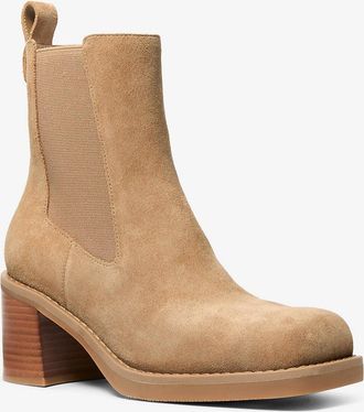 Michael Kors Houston Suede Block Heel Ankle Boot