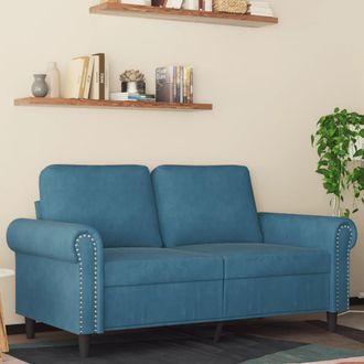 vidaXL Sof&aacute; De 2 Plazas Terciopelo Azul 120 Cm Vidaxl