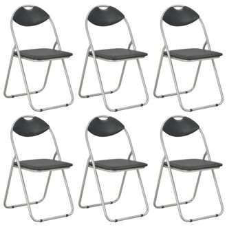 vidaXL Vidaxl - Sillas De Comedor Plegables 6 Unidades Cuero Sint&eacute;tico Negro