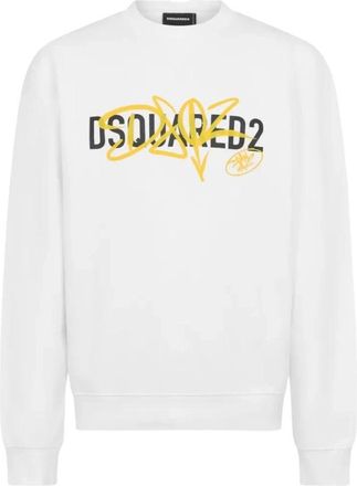 Dsquared2 Cool Fit Crewneck Sweatshirt - Heren - Sweatshirts - Wit - S - Katoen - Hoodies & sweatvesten