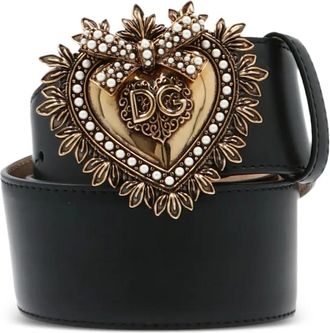 Dolce & Gabbana Devotion leather belt - women - Calf Leather - 100 - Black