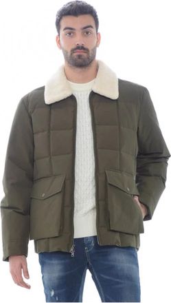Woolrich Gewatteerde Jas met Imitatiebontkraag - Heren - Winterjassen - Groen - M - Katoen - Jassen