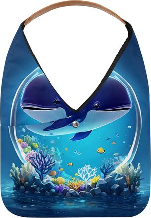 Generic Whale Crystal Ball Reusable Lightweight Grocery Bags - Foldable Into Compact Pouch, Washable & Sturdy, Multipurpose for Shopping and Travel
