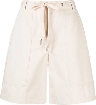 Moncler Witte katoenen Bermuda shorts met trekkoord - Dames - Korte Broeken - Wit - S - Katoen - Korte Broeken