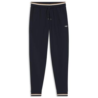 BOSS Cotton-terry tracksuit bottoms with signature stripes and logo