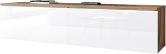OEM Mueble Para Tv De Sal&oacute;n De 140 Cm, 2 Puertas, Color Marr&oacute;n/blanco Brillante, Universal Con Led