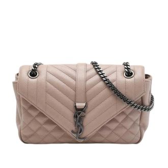 Saint Laurent Pre-owned The College Shoulder Bag - Dames - Pre-owned - Beige - Maat: ONE Size Leer