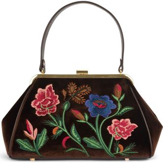 Jeffrey Campbell Frame Floral Embroidered Velvet Shoulder Bag in Brown Velvet Floral Multi at Nordstrom