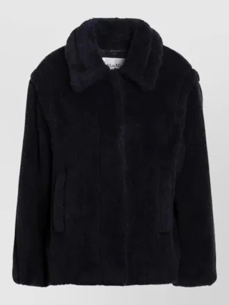 Max Mara collared jacket faux fur texture pockets