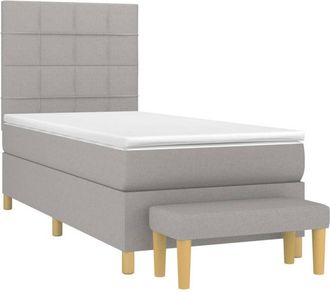 vidaXL Cama Box Spring Con Colch&oacute;n Tela Gris Claro 80x200 Cm Vidaxl