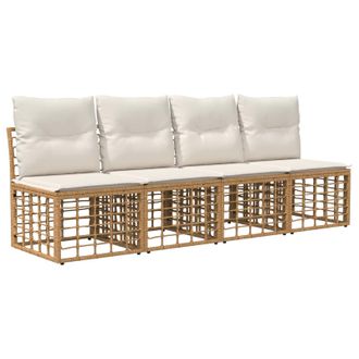 vidaXL Sof&aacute; De Jard&iacute;n Para 4 Personas Sin Brazo 4 Pcs Vidaxl