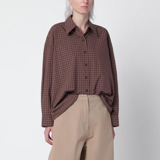 CORDERA Camicia oversize a quadretti marrone/blu navy