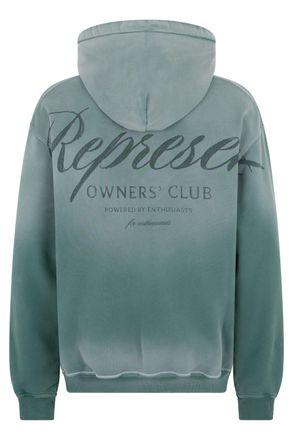 Represent Mens Hoodie Owners Club Script Turquoise Cotton Jumpers Sweater