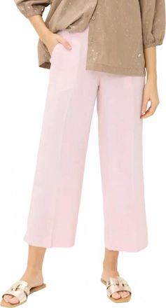 Brax Pure Linen Wide Leg Pants In Dusty Rose