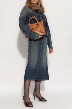 Balenciaga Denim Jacket With Vintage Effect, Womens, Navy Blue