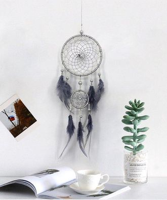 OEM Un Atrapasue&ntilde;os Gris Con Dos Anillos Como Decoraci&oacute;n De Pared Para El Hogar