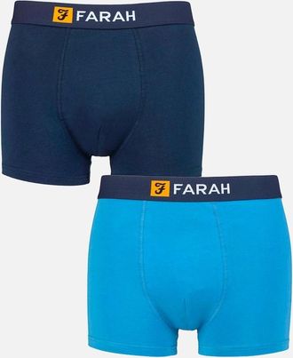 Farah Mens Farah Cotton Classic Fitted Trunk 2 Pack BLUE - Size: 35/34/32