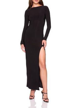 Susana Monaco Long Sleeve Side Slit Maxi Dress in Black at Nordstrom Rack, Size X-Small