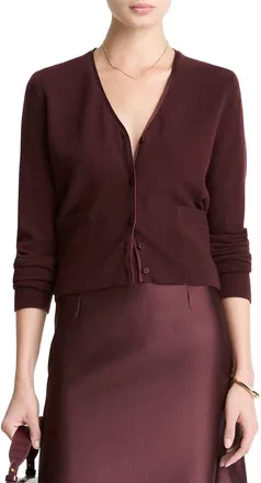 Vince Satin Button Wool & Cashmere-Blend Cardigan